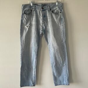 Hollister California Classic Straight Jeans Button Fly Size 36x32 Light Wash